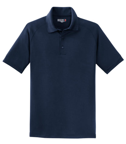 Front View of True Navy Sport-Tek Dry Zone Raglan Polo. T475 plain
