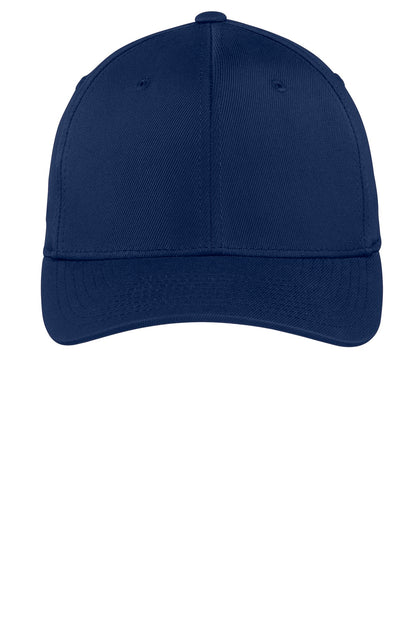 Front View of True Navy Sport-Tek Flexfit Performance Solid Cap. STC17 plain