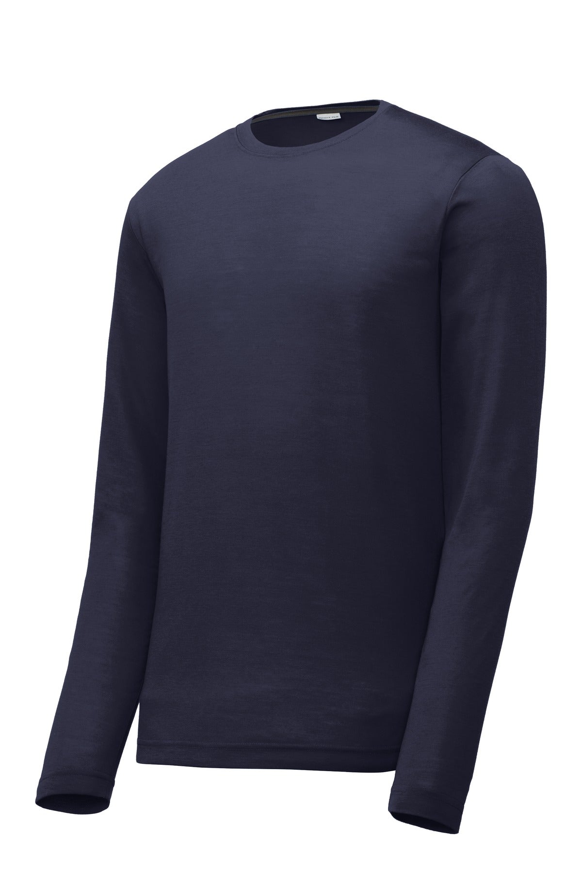 Front View of True Navy Sport-Tek Long Sleeve PosiCharge Competitor Cotton Touch Tee. ST450LS plain