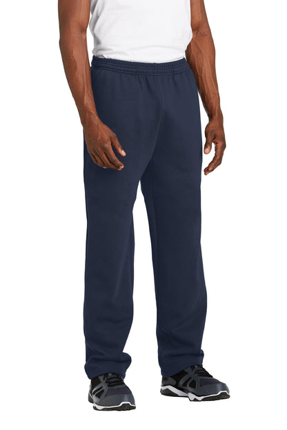 Front View of True Navy Sport-Tek Open Bottom Sweatpant. ST257 plain