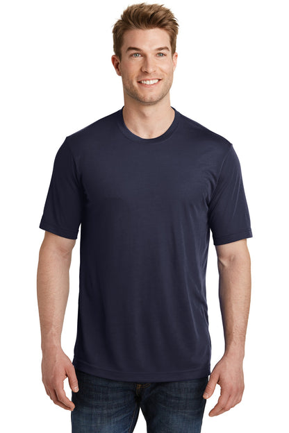 Front View of True Navy Sport-Tek PosiCharge Competitor Cotton Touch Tee. ST450 plain