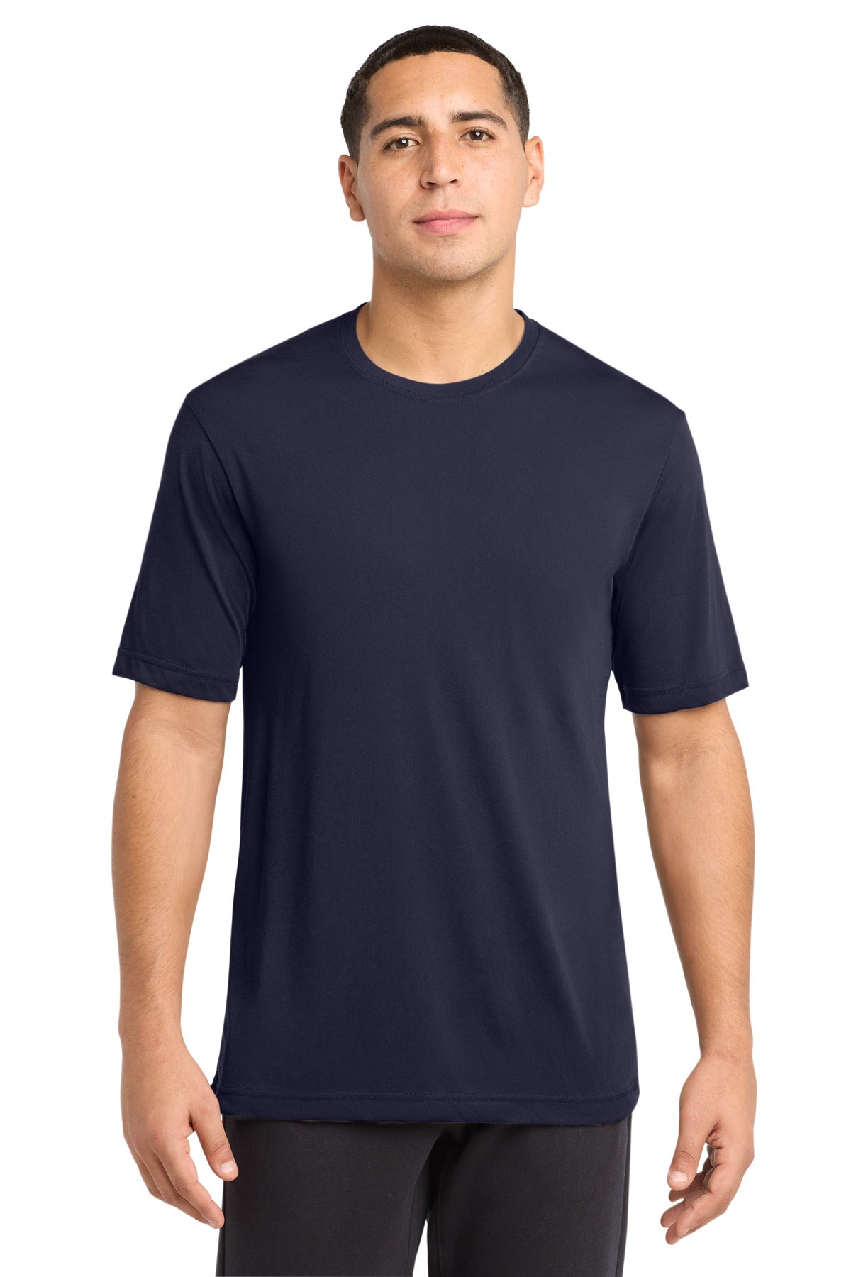 Front View of True Navy Sport-Tek PosiCharge Competitor Cotton Touch Tee. ST450 plain