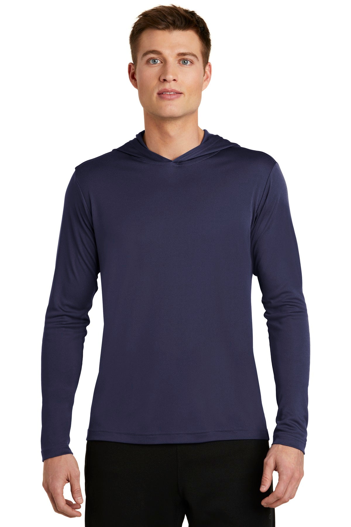 Front View of True Navy Sport-Tek PosiCharge Competitor Hooded Pullover. ST358 plain