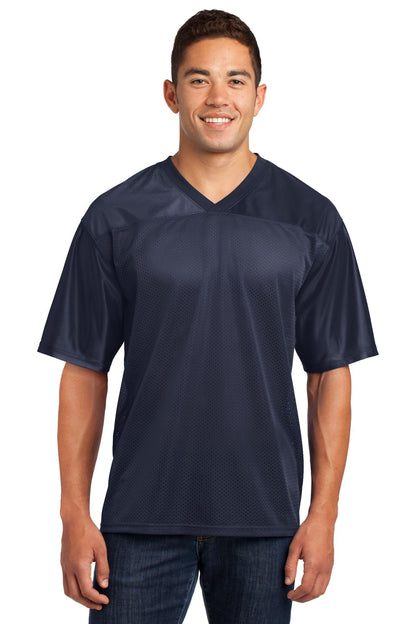 Front View of True Navy Sport-Tek PosiCharge Replica Jersey. ST307 plain