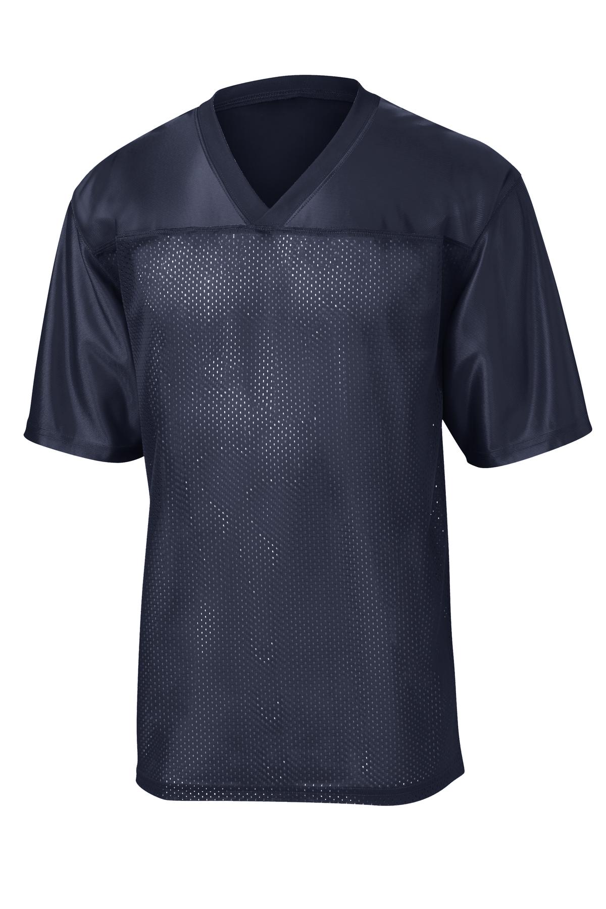 Front View of True Navy Sport-Tek PosiCharge Replica Jersey. ST307 plain