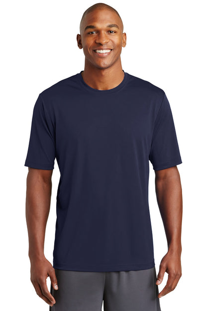 Front View of True Navy Sport-Tek PosiCharge Tough Tee . ST320 plain