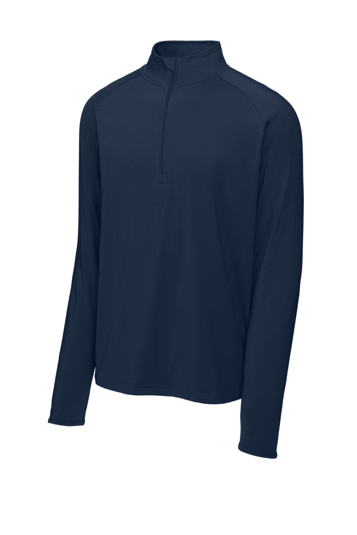 Front View of True Navy Sport-Tek Sport-Wick Stretch 1/4-Zip Pullover. ST850 plain