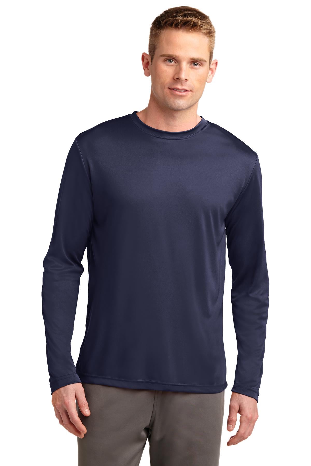 Front View of True Navy Sport-Tek Tall Long Sleeve PosiCharge Competitor Tee. TST350LS plain
