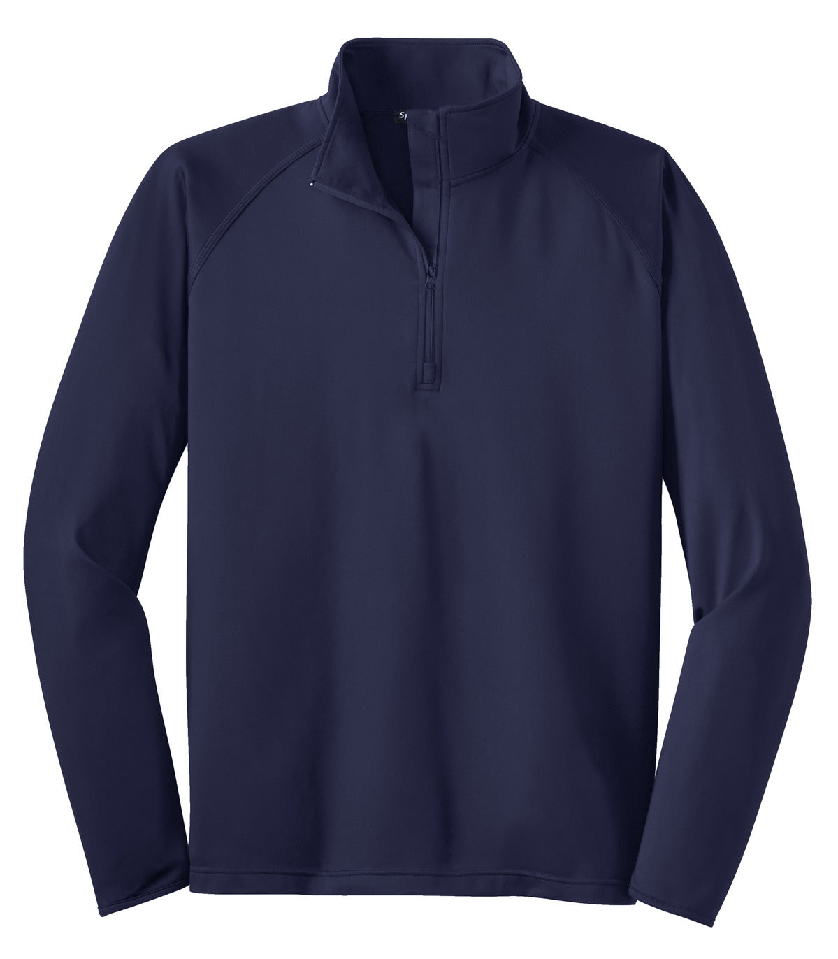 Front View of True Navy Sport-Tek Tall Sport-Wick Stretch 1/4-Zip Pullover. TST850 plain