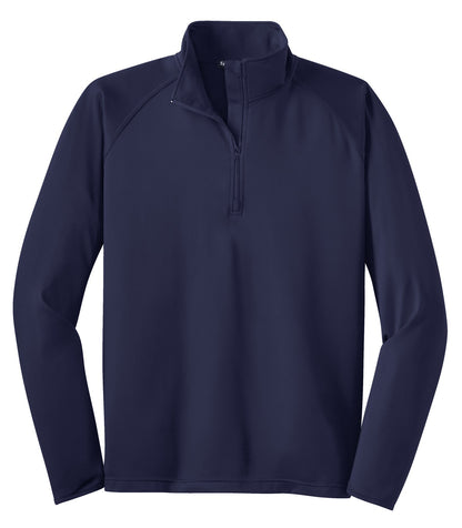 Front View of True Navy Sport-Tek Tall Sport-Wick Stretch 1/4-Zip Pullover. TST850 plain
