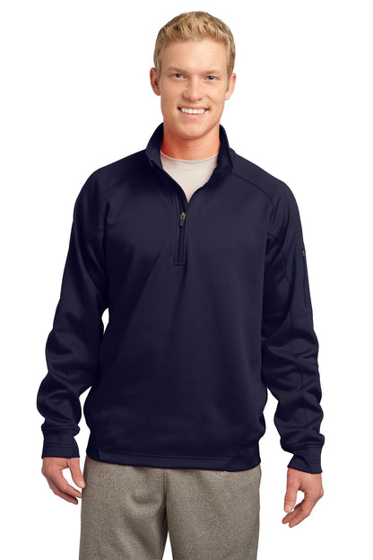 Front View of True Navy Sport-Tek Tech Fleece 1/4-Zip Pullover. F247 plain