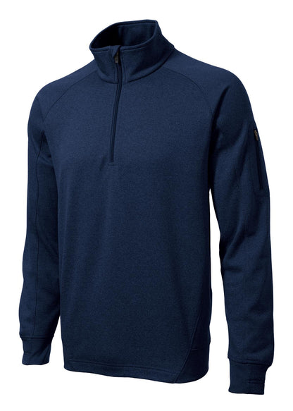 Front View of True Navy Sport-Tek Tech Fleece 1/4-Zip Pullover. F247 plain