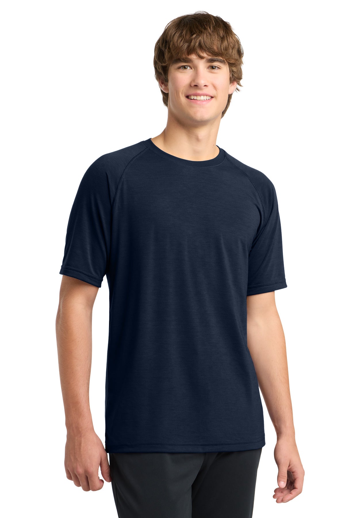 Front View of True Navy Sport-Tek Ultimate Performance Crew. ST700 plain