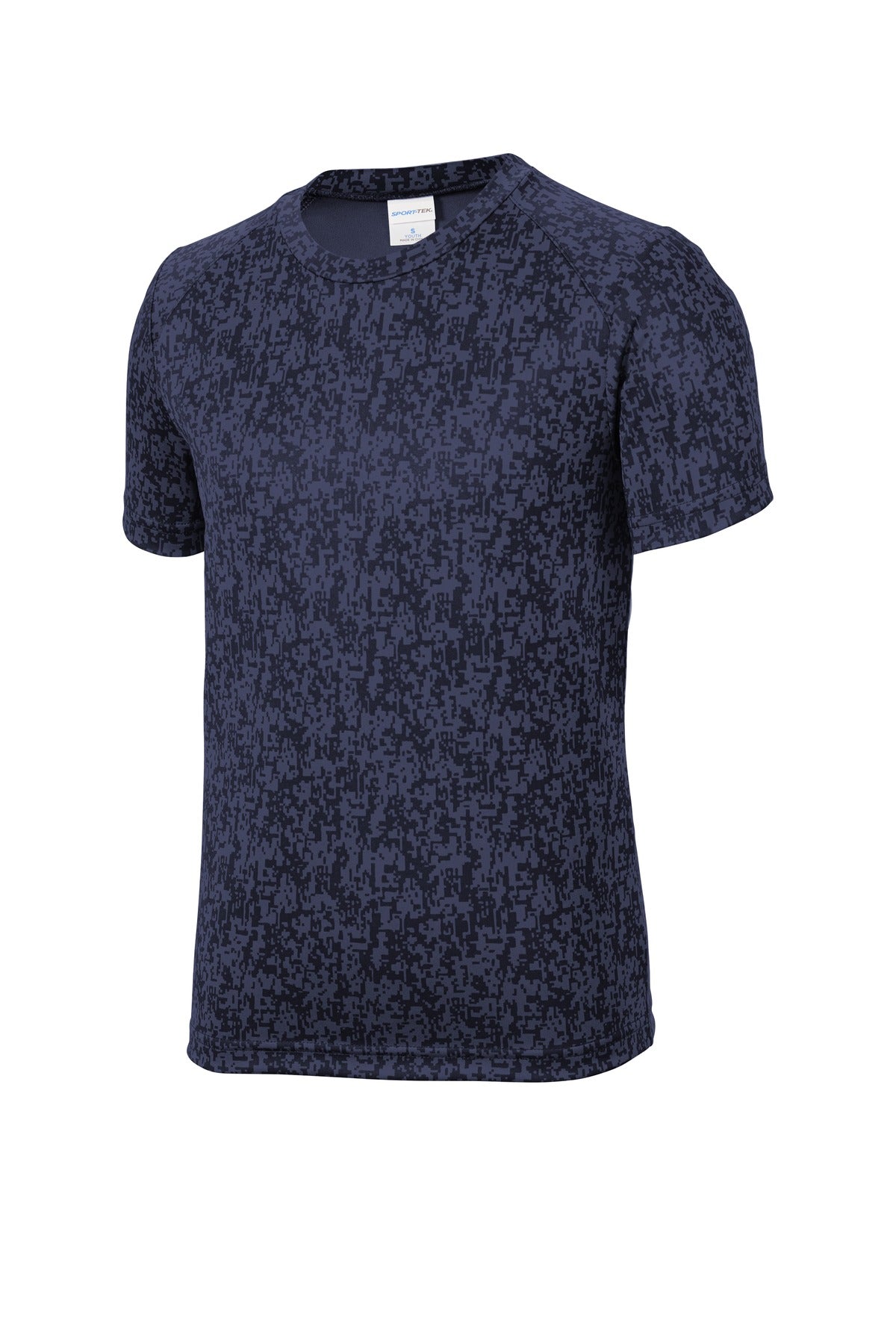 Front View of True Navy Sport-Tek Youth Digi Camo Tee. YST460 plain