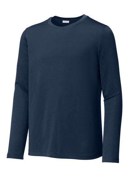 Front View of True Navy Sport-Tek Youth Posi-UV Pro Long Sleeve Tee. YST420LS plain