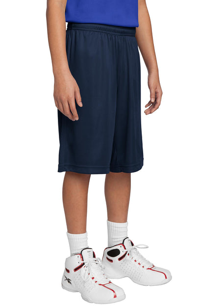 Front View of True Navy Sport-Tek Youth PosiCharge Competitor Short. YST355 plain