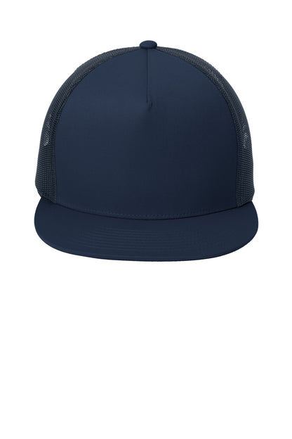 Front View of True Navy/T Ny Sport-Tek YP Classics 5-Panel Classic Trucker Mesh Back Cap. STC38 plain
