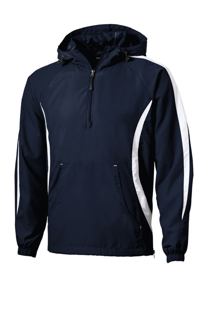 Front View of True Navy/Wht Sport-Tek Colorblock Raglan Anorak. JST63 plain