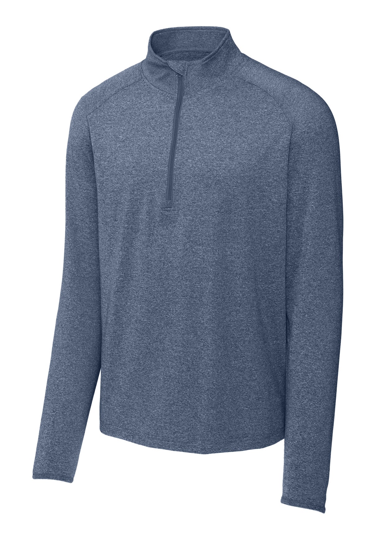 Front View of True Nvy Hthr Sport-Tek Sport-Wick Stretch 1/4-Zip Pullover. ST850 plain