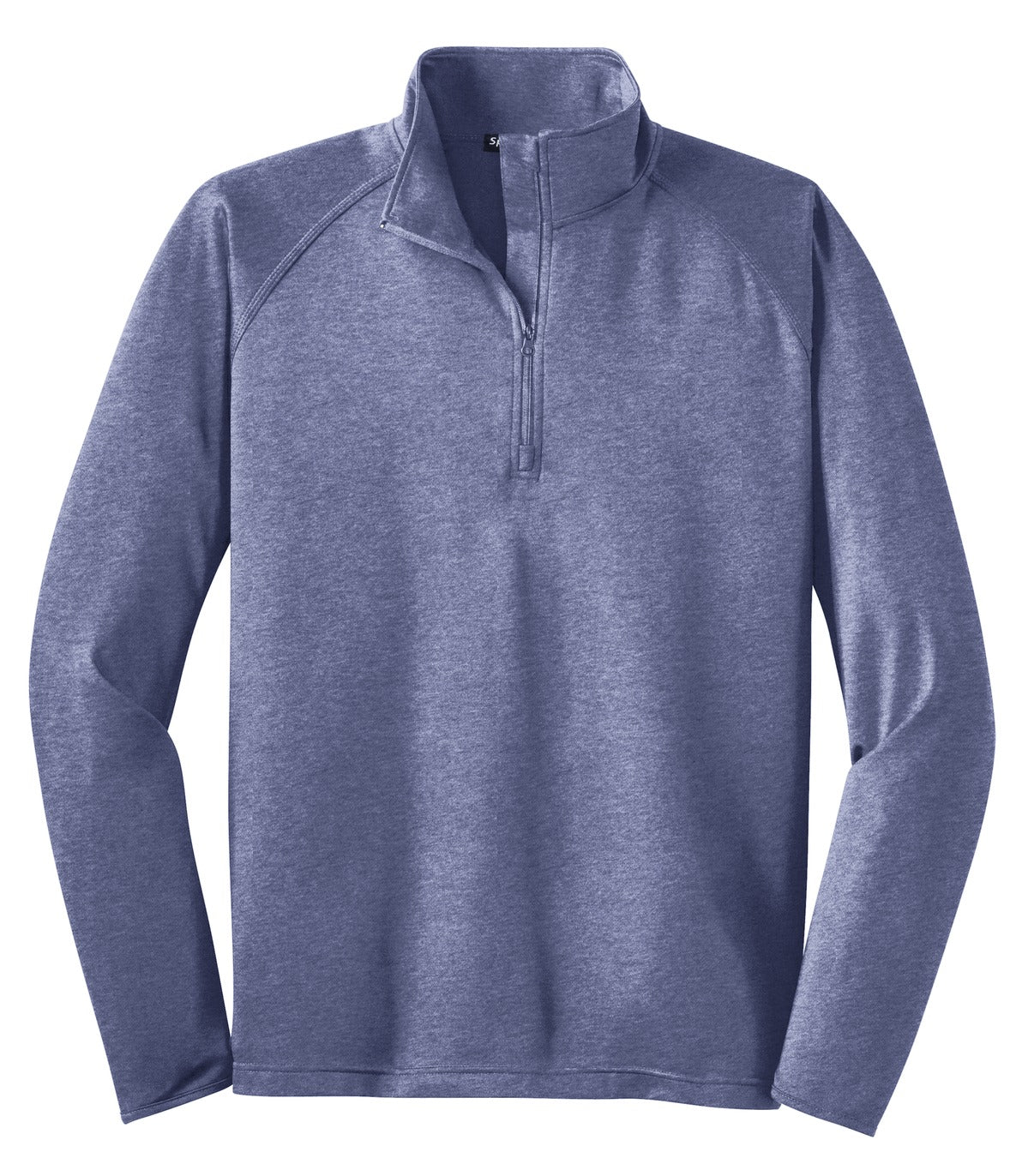 Front View of True Nvy Hthr Sport-Tek Tall Sport-Wick Stretch 1/4-Zip Pullover. TST850 plain