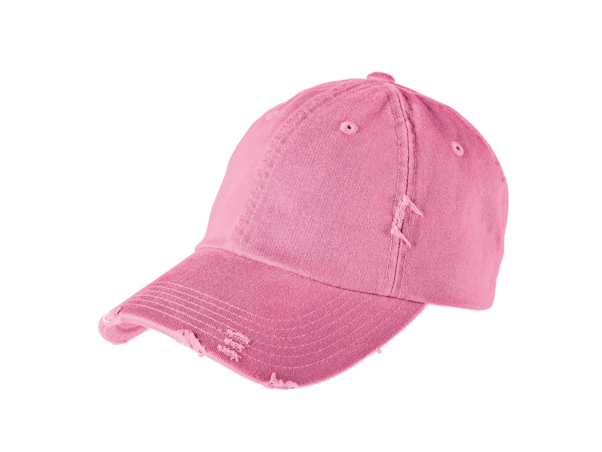 Front View of True Pink District Distressed Cap. DT600 plain