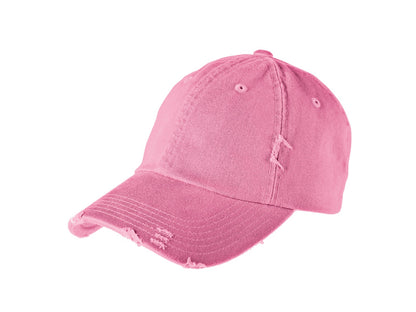 Front View of True Pink District Distressed Cap. DT600 plain
