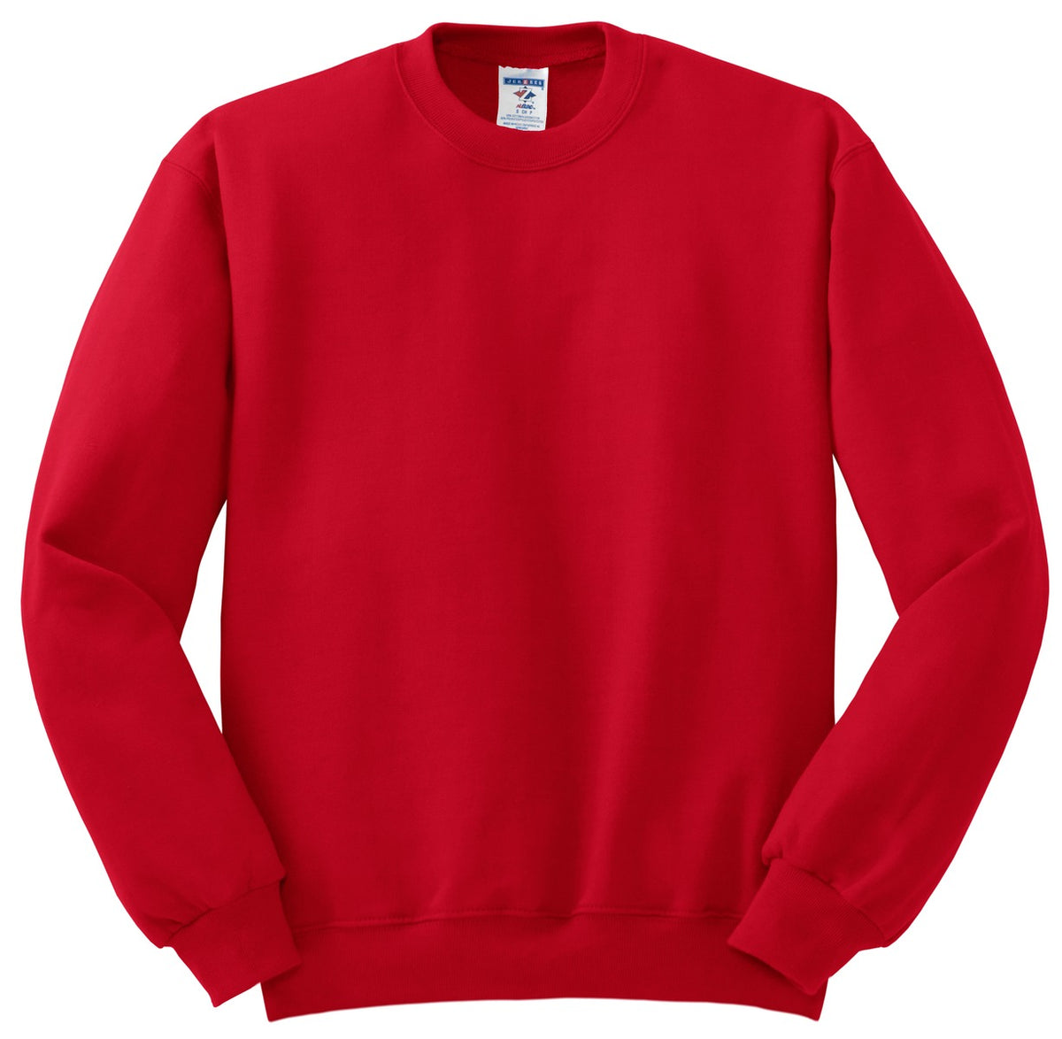 Front View of True Red Jerzees - NuBlend Crewneck Sweatshirt. 562M plain