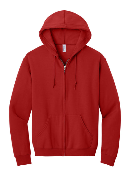 Front View of True Red Jerzees - NuBlend Full-Zip Hooded Sweatshirt. 993M plain