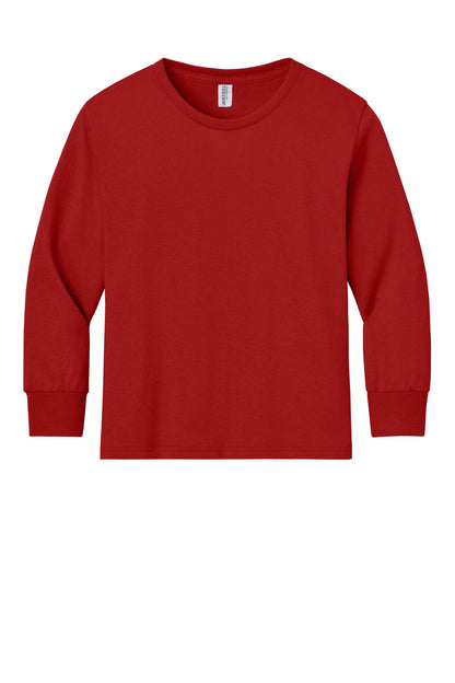 Front View of True Red Jerzees Youth Dri-Power 50/50 Cotton/Poly Long Sleeve 29BL plain