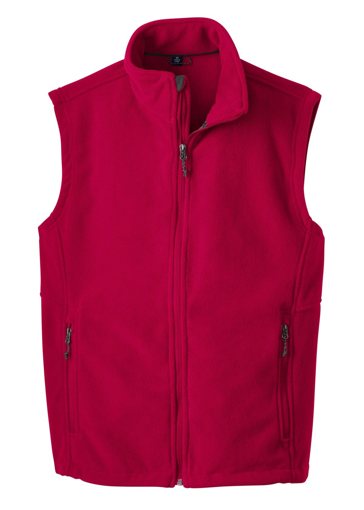 Front View of True Red Port Authority Value Fleece Vest. F219 plain