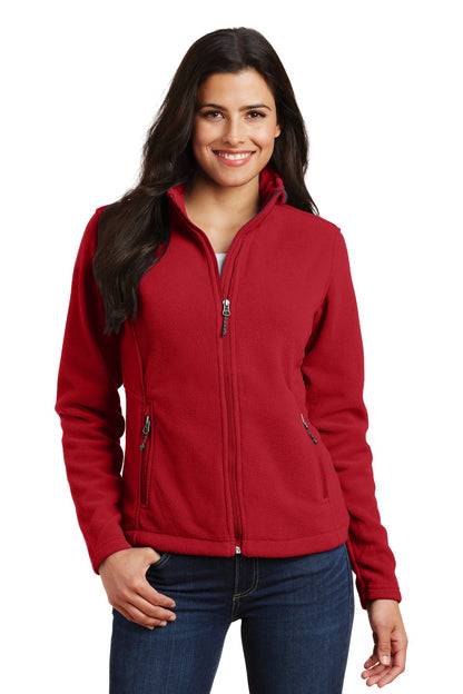 Front View of True Red Port Authority Women's Value Fleece Jacket. L217 plain