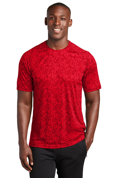 Front View of True Red Sport-Tek Digi Camo Tee. ST460 plain