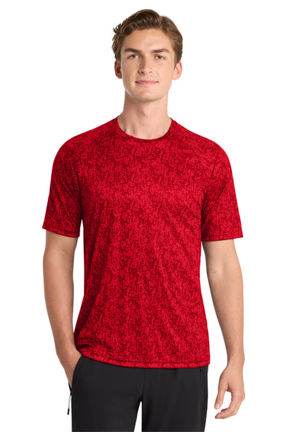 Front View of True Red Sport-Tek Digi Camo Tee. ST460 plain