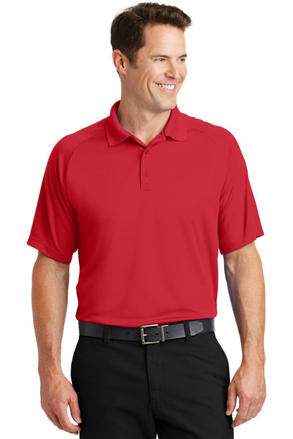 Front View of True Red Sport-Tek Dry Zone Raglan Polo. T475 plain