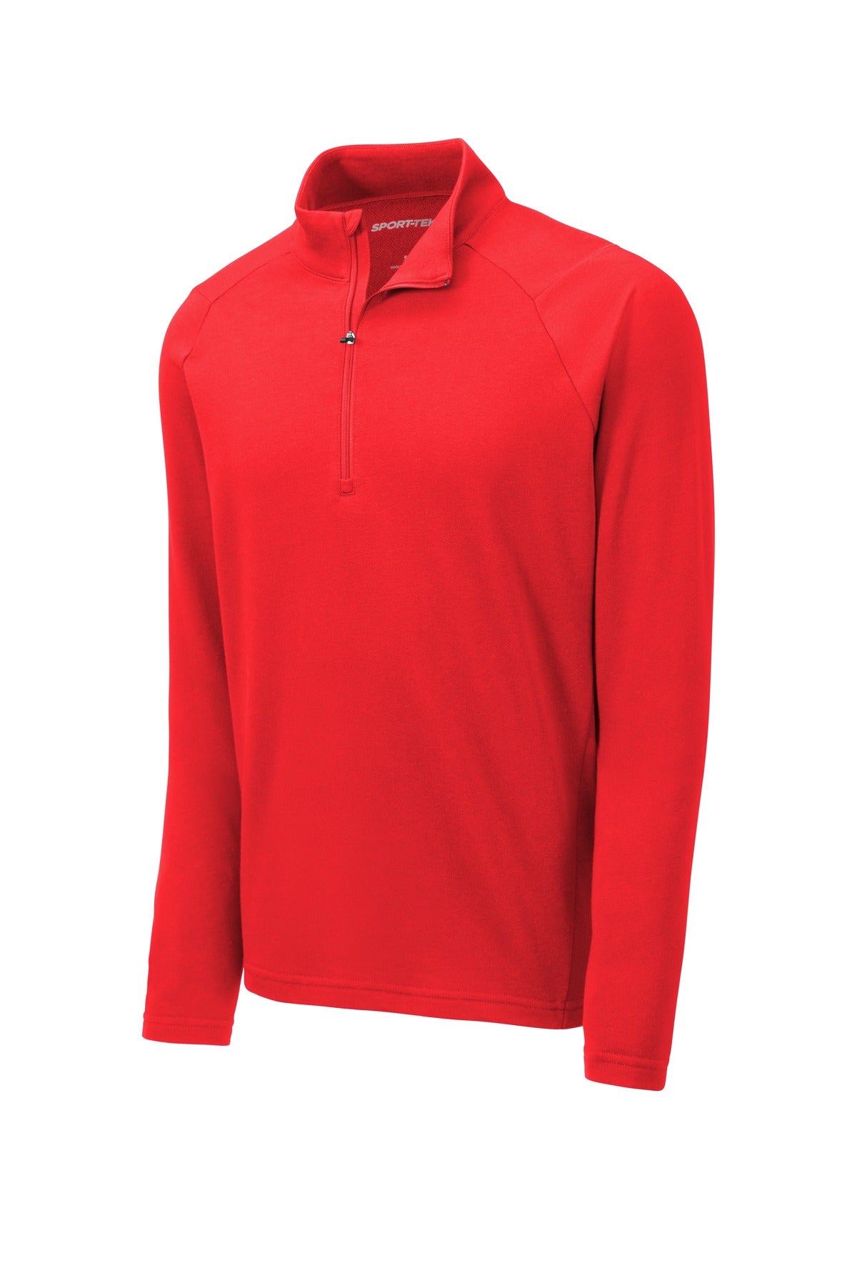 Front View of True Red Sport-Tek Lightweight French Terry 1/4-Zip Pullover. ST273 plain