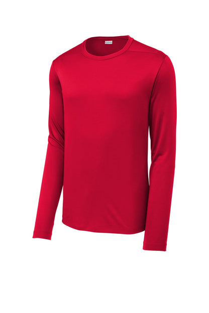 Front View of True Red Sport-Tek Posi-UV Pro Long Sleeve Tee. ST420LS plain