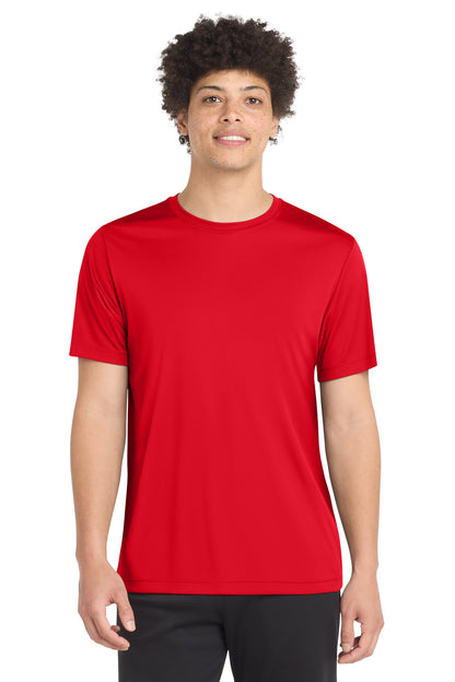 Front View of True Red Sport-Tek Posi-UV Pro Tee. ST420 plain