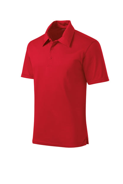Front View of True Red Sport-Tek PosiCharge Active Textured Polo. ST690 plain