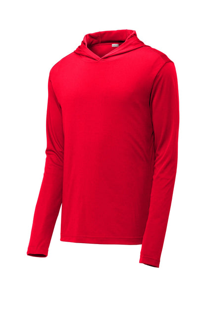 Front View of True Red Sport-Tek PosiCharge Competitor Hooded Pullover. ST358 plain