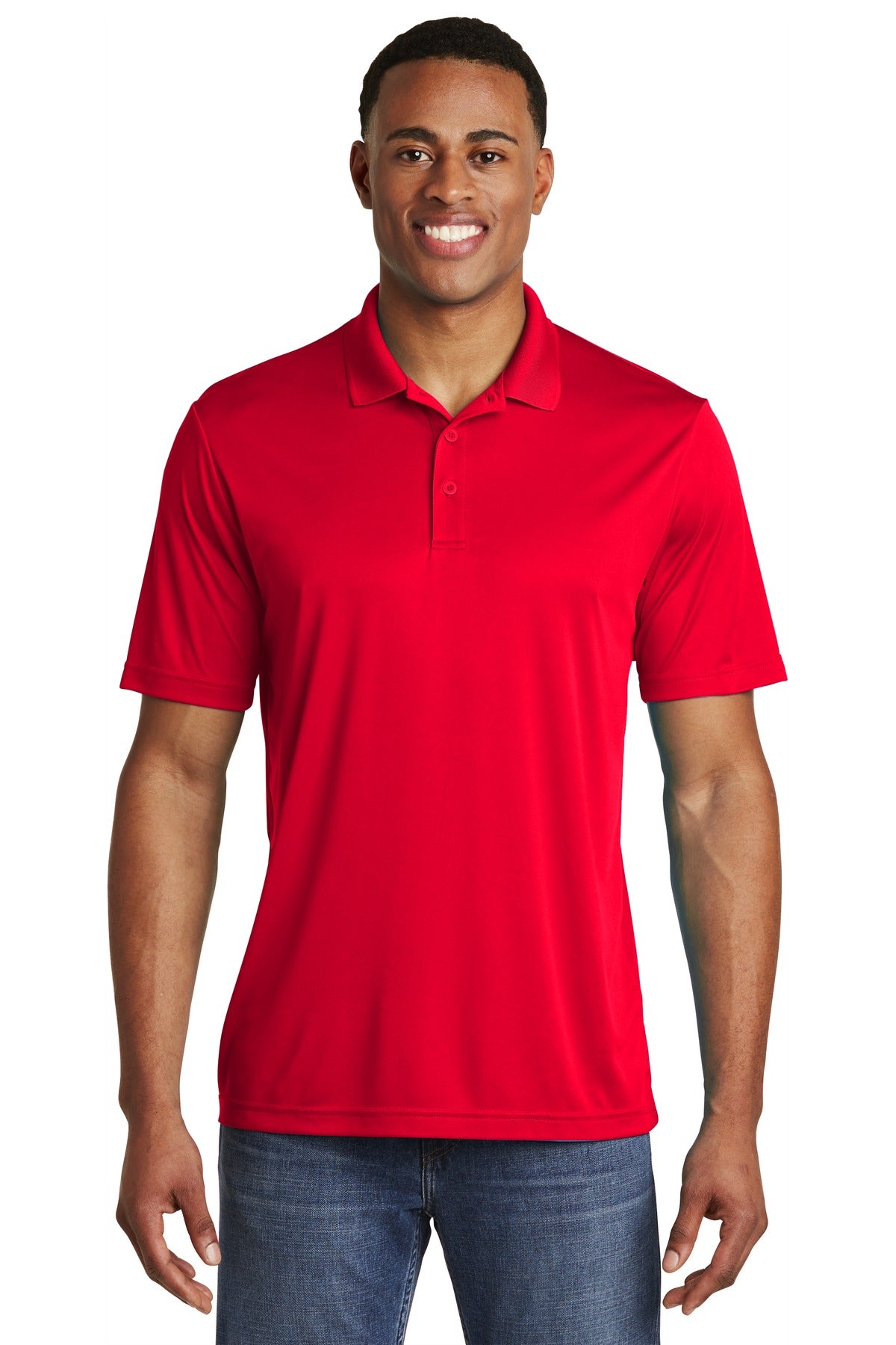 Front View of True Red Sport-Tek PosiCharge Competitor Polo. ST550 plain