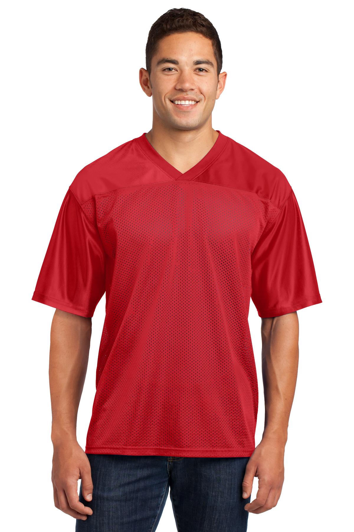 Front View of True Red Sport-Tek PosiCharge Replica Jersey. ST307 plain