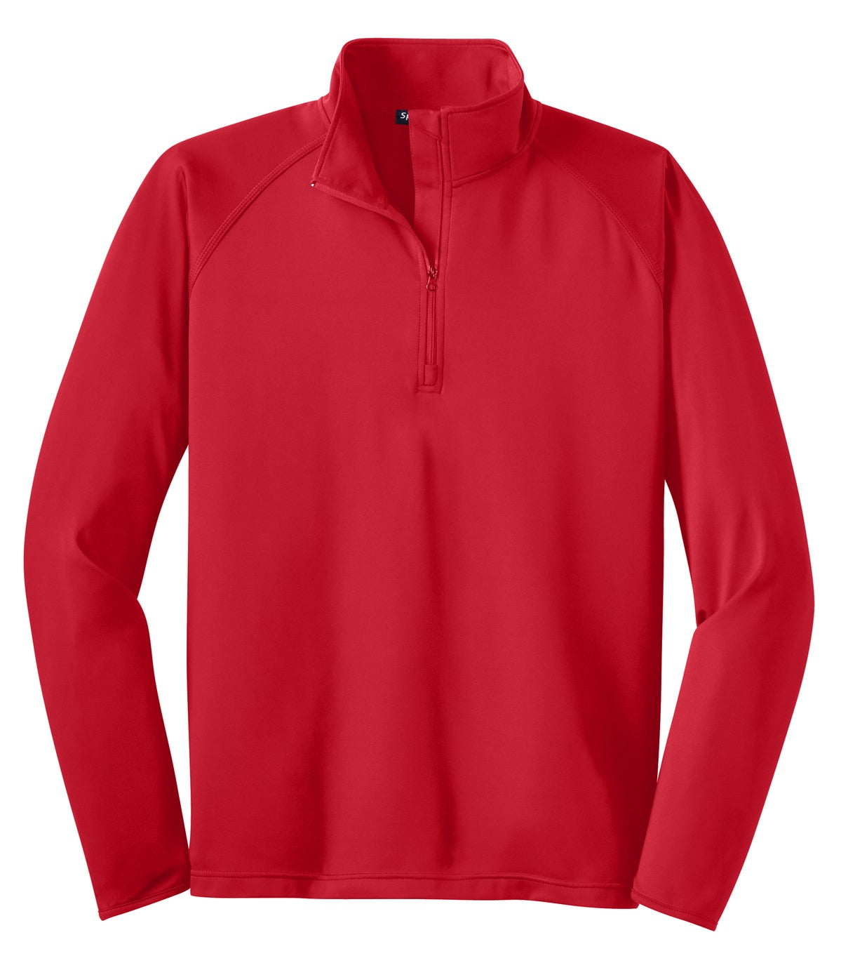 Front View of True Red Sport-Tek Tall Sport-Wick Stretch 1/4-Zip Pullover. TST850 plain
