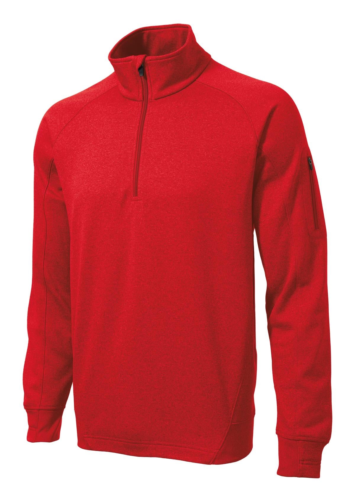 Front View of True Red Sport-Tek Tech Fleece 1/4-Zip Pullover. F247 plain