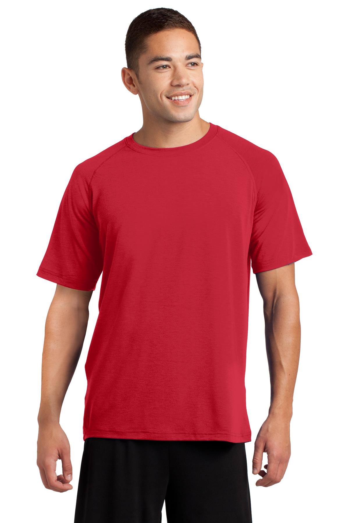 Front View of True Red Sport-Tek Ultimate Performance Crew. ST700 plain