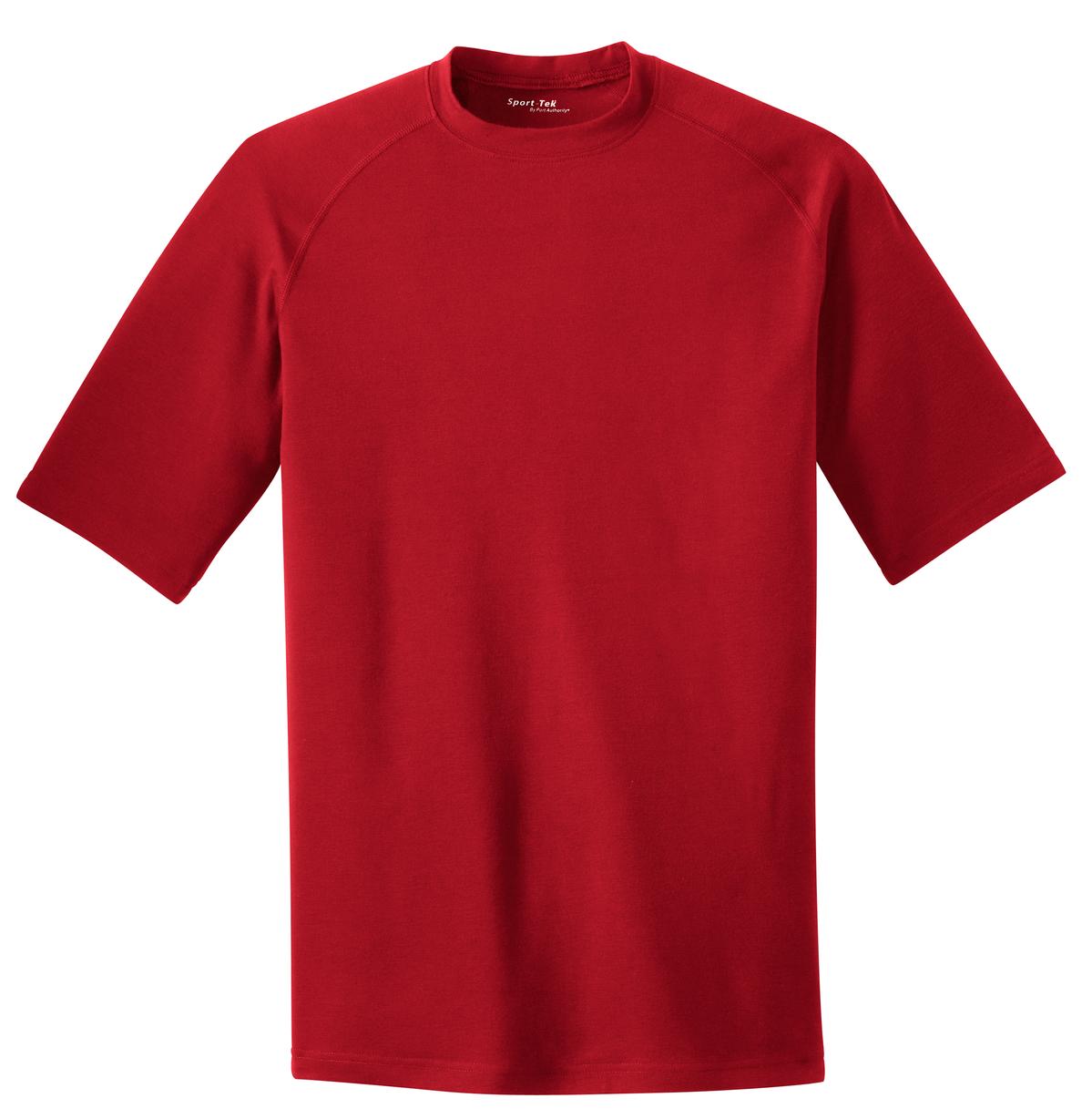 Front View of True Red Sport-Tek Ultimate Performance Crew. ST700 plain