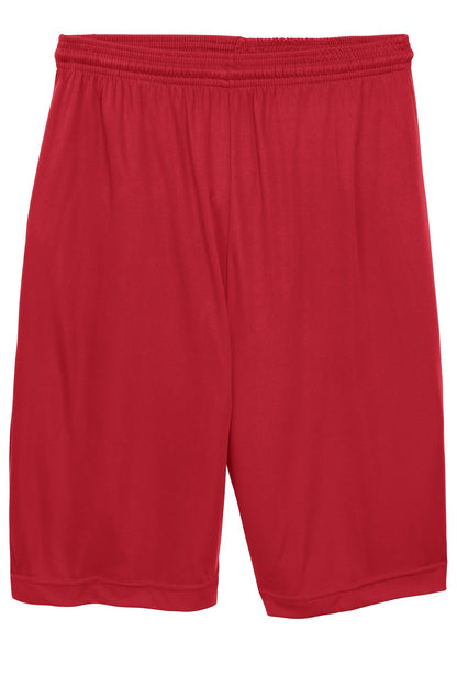 Front View of True Red Sport-Tek Youth PosiCharge Competitor Short. YST355 plain