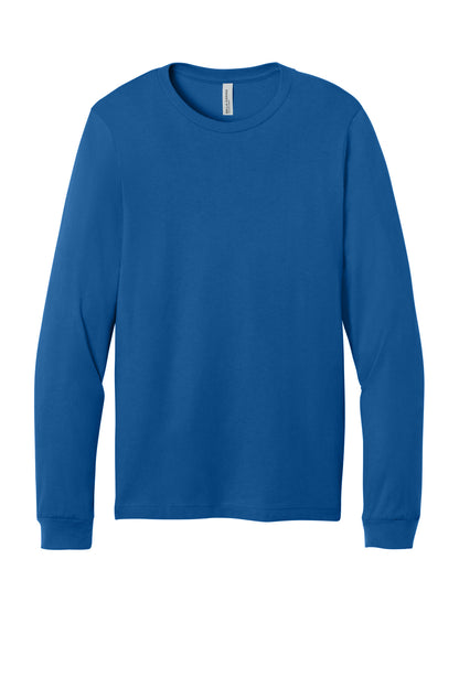 Front View of True Royal BELLA+CANVAS Unisex Jersey Long Sleeve Tee. BC3501 plain