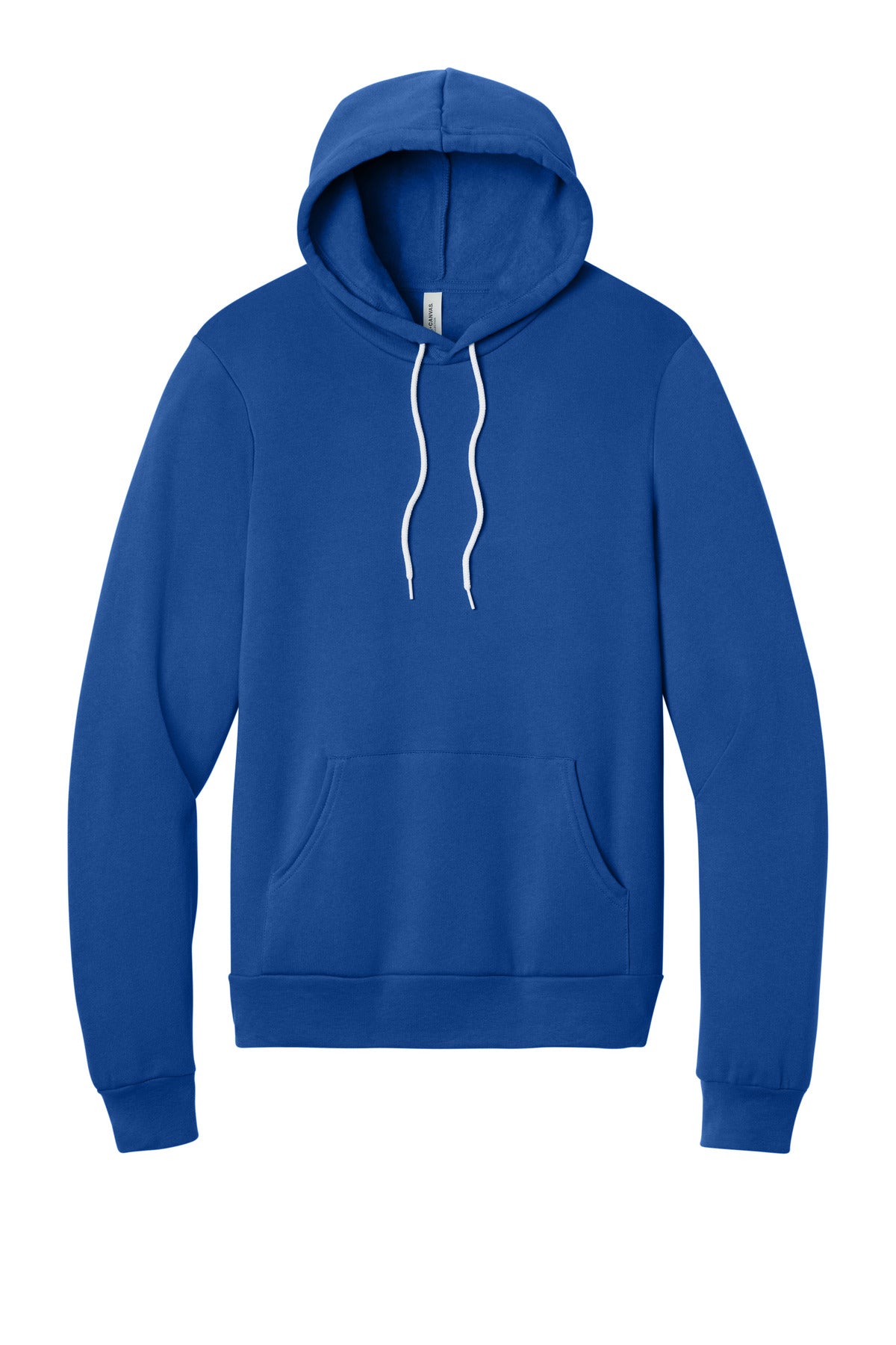 Front View of True Royal BELLA+CANVAS Unisex Sponge Fleece Pullover Hoodie. BC3719 plain