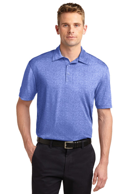 Front View of True Royal Hth Sport-Tek Heather Contender Polo. ST660 plain