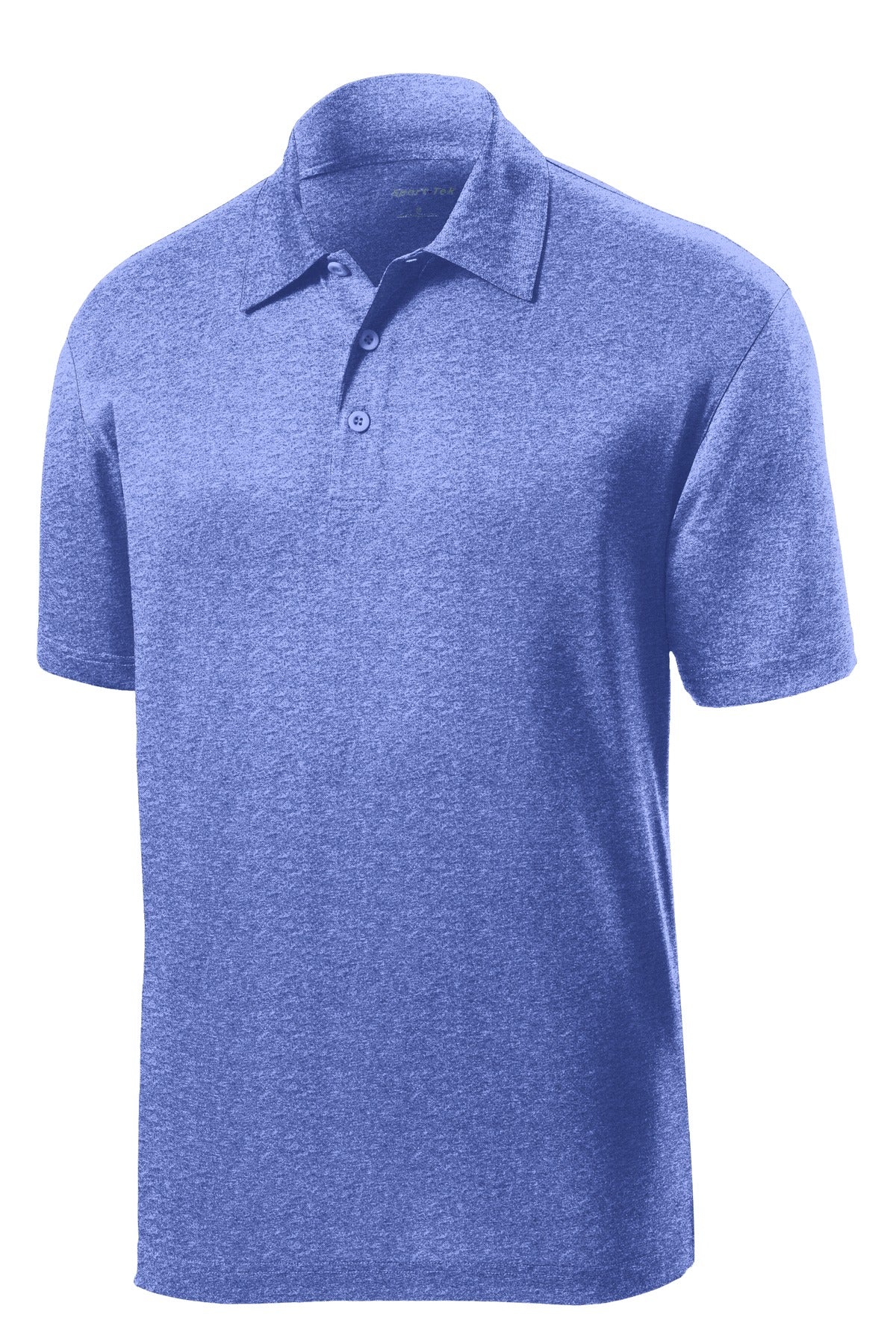 Front View of True Royal Hth Sport-Tek Heather Contender Polo. ST660 plain